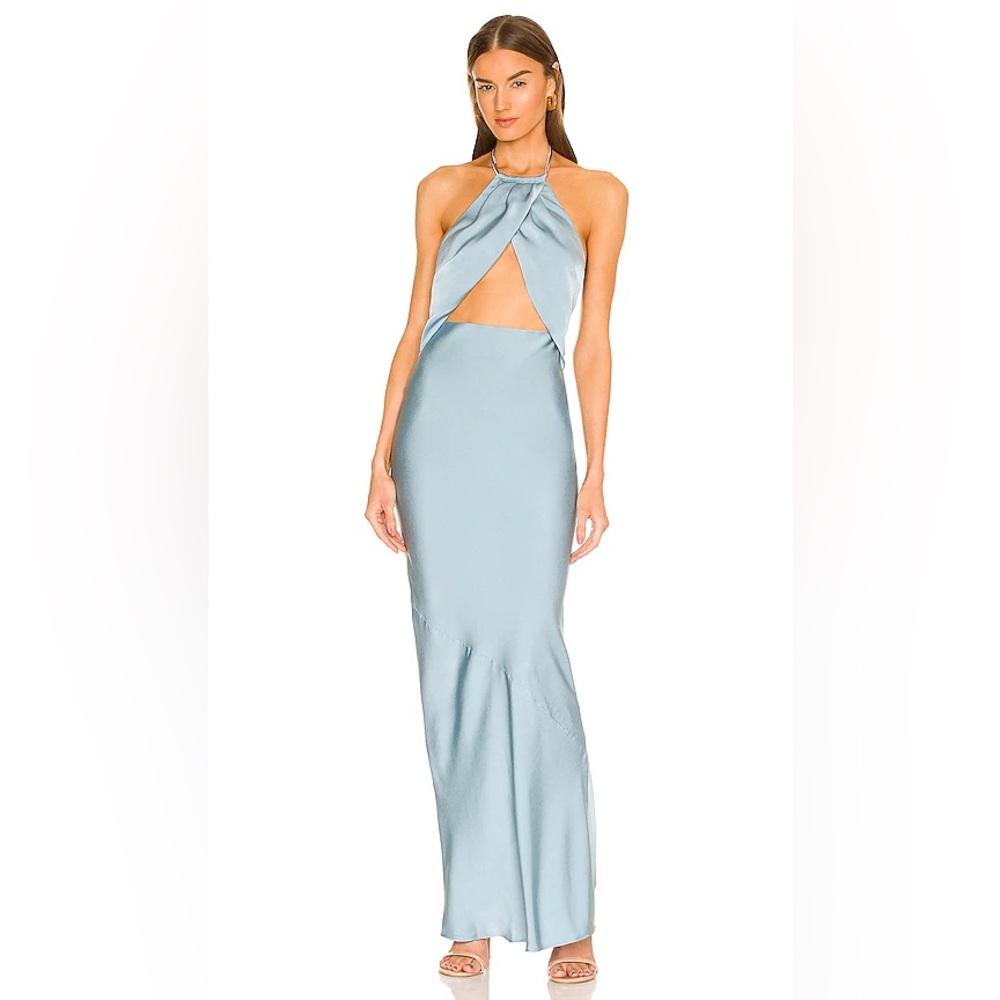 Michael Costello x Revolve Finley Gown Blue Cut Out